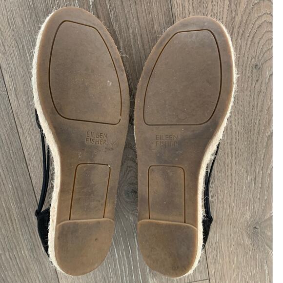 Eileen Fisher Lee 2 Espadrille Flats Black Tumbled Nubuck Perforated Size 8 - Picture 7 of 7